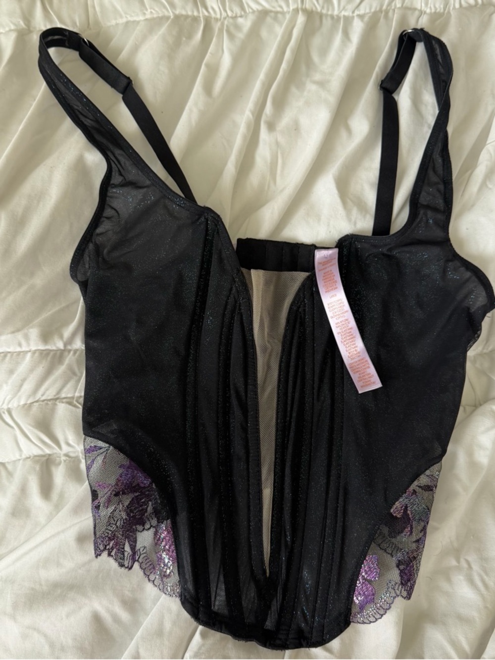 Savage X Fenty Black and Purple V-Plunge Longline Bandeau - Picture 4 of 4